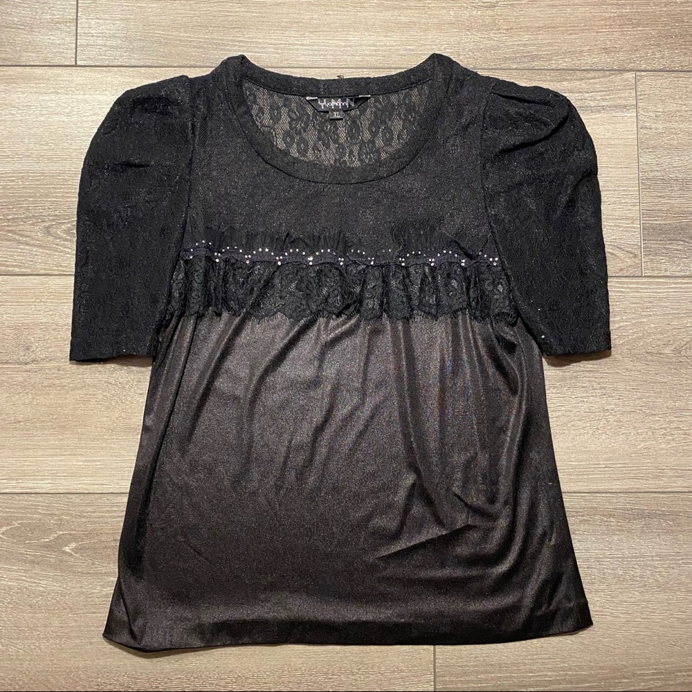 Black lace t-shirt